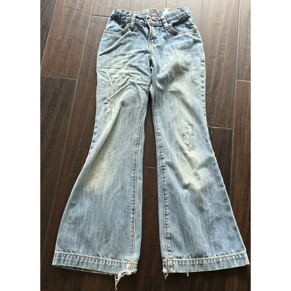 Vintage Y2k Gap Jeans Girls 12 Long And Lean Light Wash Bootcut Distressed